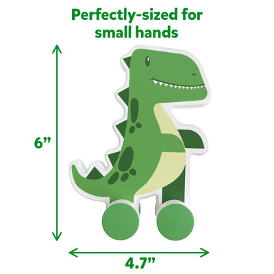 Green dinosaur toy with wheels from Dinosaurs on Wheels wooden toy collection