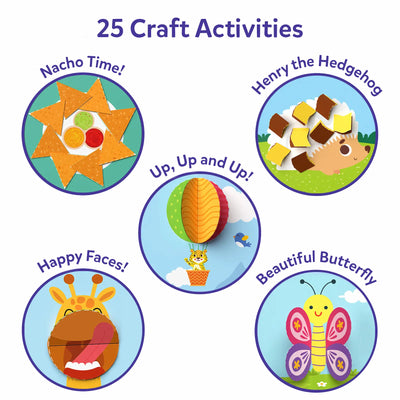 Craft activity kit with 25 designs including Nachos Hedgehog Hot Air Balloon and Butterfly