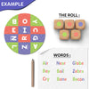 Muddled fast-paced word building game with letter grid dice and word list for ages 8+