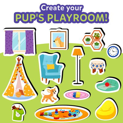 Colorful pet-themed playroom magnets from Magnetopia interactive pretend play set for kids