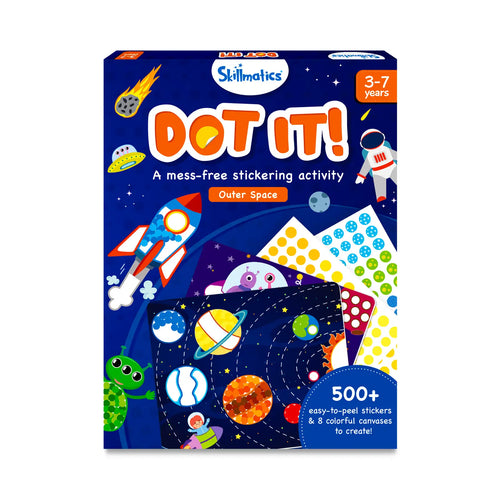 Children’s outer space themed sticker activity kit from Dot it! No mess sticker art for ages 3-7