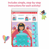 Activity book page with princess dress craft instructions and decorative cut-outs for kids