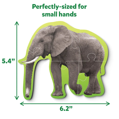 Elephant-shaped jigsaw puzzle with four pieces from Step By Step Puzzle Wild Animals for ages 3+