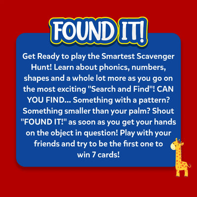 Children’s game instructions for a scavenger hunt in Found It! Home Edition for ages 4-7