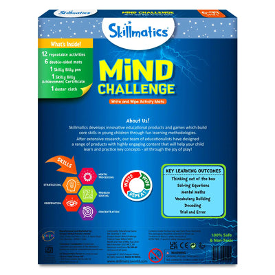 Educational Mind Challenge activity kit with reusable mats for ages 6 and up