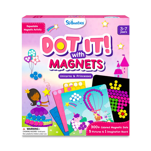 Children’s magnetic dot art kit with unicorns and princesses for ages 3-7