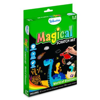 Travel Friendly Magical Scratch Art Book: World of Dinosaurs (ages 3-8)