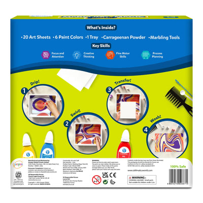 Children’s Marbling Magic Paint Kit with paints tools and instructions for ages 6-12