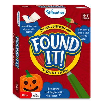 Red Found It Home Edition box for kids ages 4-7 with scavenger hunt theme