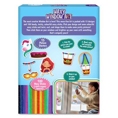Waxy Window Art kit with picture starters and waxy sticks for kids ages 5-12
