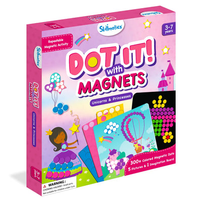 Children’s magnetic dot art kit with unicorns and princesses for ages 3-7