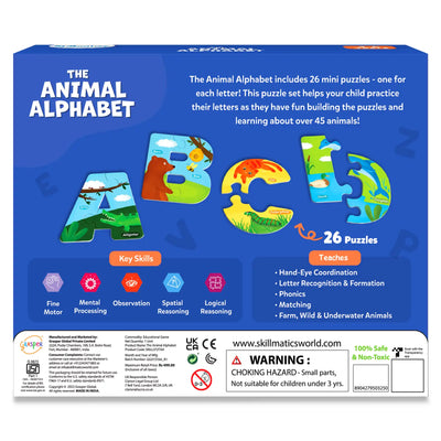The Animal Alphabet |  Fun & Educational 52 Piece Jigsaw Puzzle (ages 3-6)
