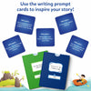 Writing prompt cards and blank storybooks from My Storybook Art Kit for creative writing