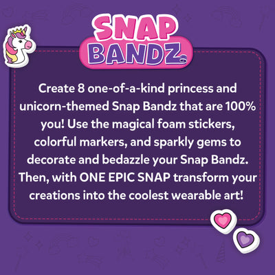 Creative kit for making eight princess and unicorn-themed wearable art pieces for kids