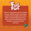 Colorful children’s activity description for Foil Fun World Of Dinosaurs No Mess Art Kit