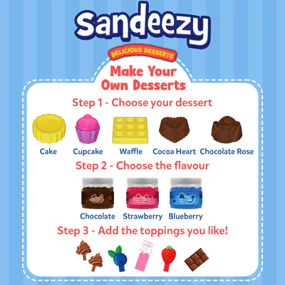 DIY dessert making kit with bases, flavors, and toppings for kids ages 3-7