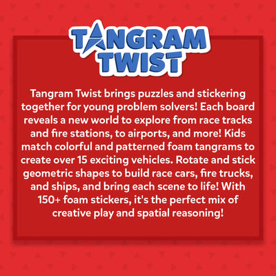 Children’s puzzle and sticker activity set from Tangram Twist Off We Go for ages 4-7