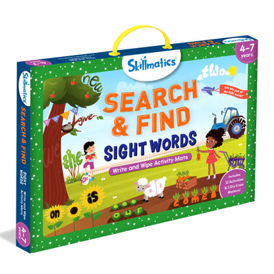 Children’s educational game box for learning sight words from Search & Find Sight Words Reusable Activity Mats