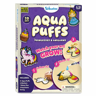 Children’s crafting kit with Aqua Puffs markers and keychains for 3D art projects