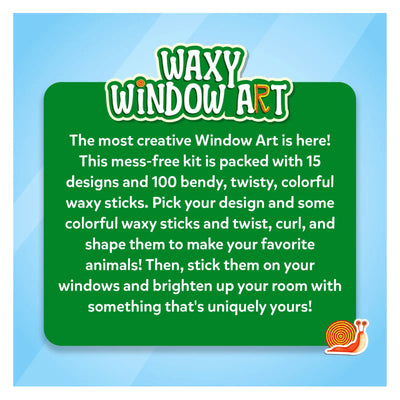Waxy Window Art kit with 15 designs and 100 colorful wax sticks for kids ages 5-12