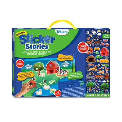 Sticker Stories Animals Adventures creative story-building kit with reusable stickers for ages 3-7