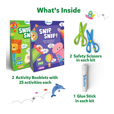 Children’s Animal Snip & Craft Bundle with activity books safety scissors and glue stick