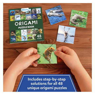 Origami puzzle book with 48 animal-themed puzzles and solutions from Craftopedia
