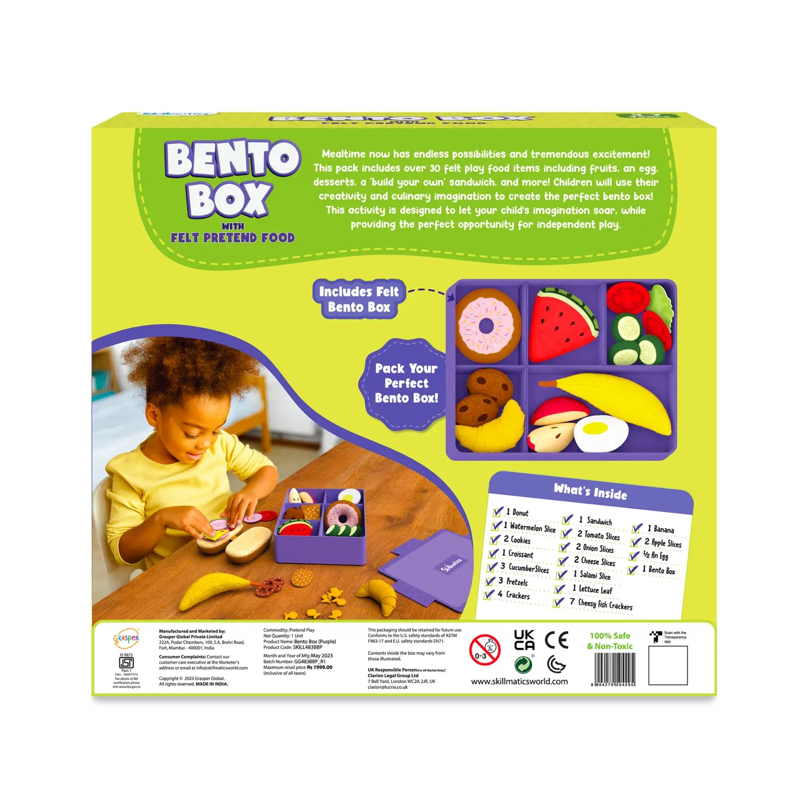 Bento Box Purple - Pretend Play Kitchen Toys (ages 3-7)