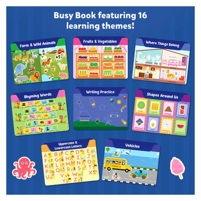 Children’s busy book with multiple learning themes for preschoolers ages 3-6