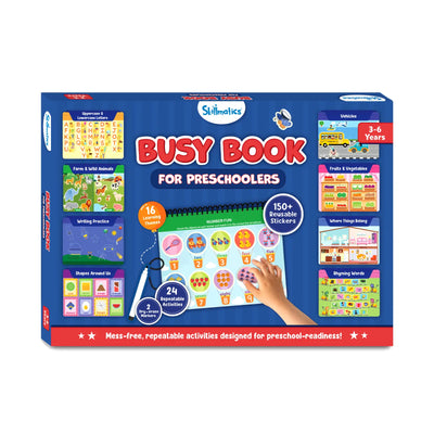 Skillmatics Busy Book for Preschoolers with reusable stickers and wipe-clean markers