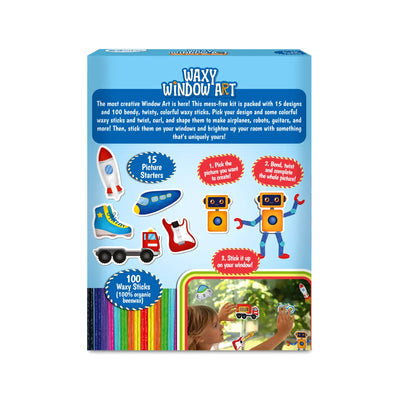Waxy Window Art: Cars, Dinos, & More! | DIY Art & Craft Kit (ages 5-12) - Free Gift