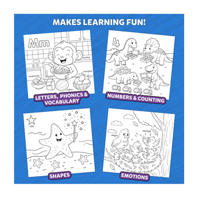 Color and Learn: Letters Numbers Phonics and Shapes | Colouring Book (ages 3-6) - Learning & Education