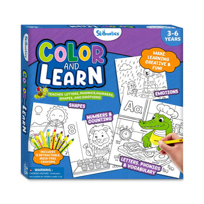 Color and Learn: Letters Numbers Phonics and Shapes | Colouring Book (ages 3-6) - Learning & Education