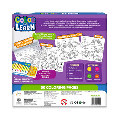 Color and Learn: Letters Numbers Phonics and Shapes | Colouring Book (ages 3-6) - Learning & Education