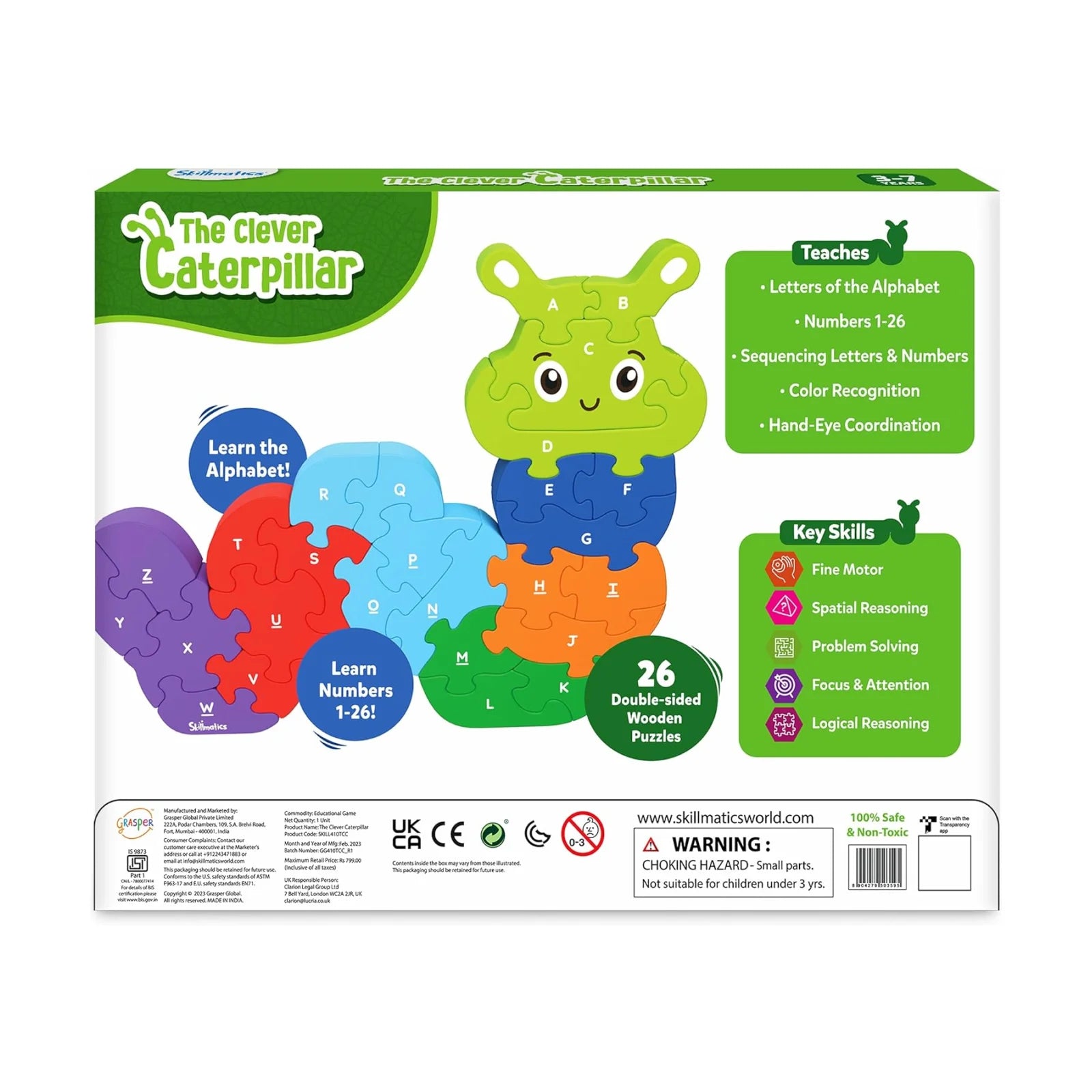 The Clever Caterpillar | Wooden Puzzle (ages 3+)