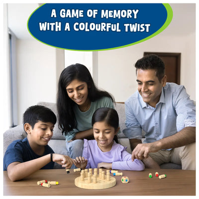 Wooden memory game with colorful pegs and die from Fast-Paced Learning Fun Bundle