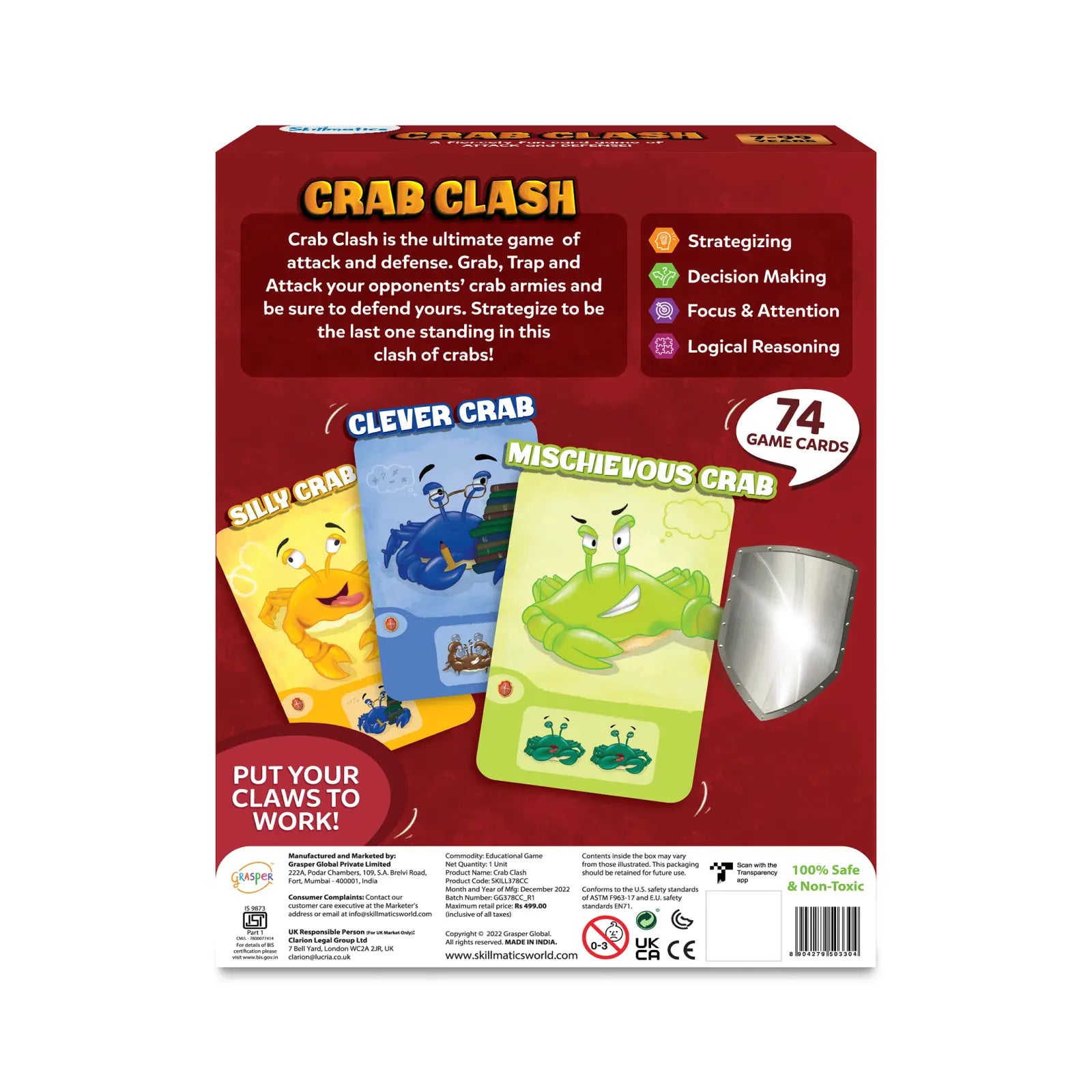 Crab Clash | Fiercely Fun Card Game of Attack and Defense (ages 7+)