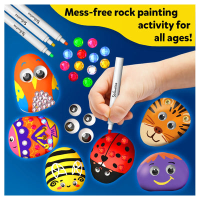 Crafty Playtime Bundle for ages 4-12 with rock painting kit, colorful paints, gems, and googly eyes