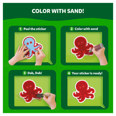 Step-by-step instructions for creating a sand art sticker from the Crafty Playtime Bundle