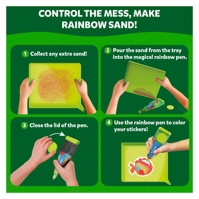 Children’s sand art kit with sand collection tray and rainbow pen for coloring stickers