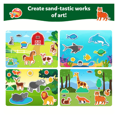 Children’s craft kit with animal-themed sand art scenes from the Crafty Playtime Bundle