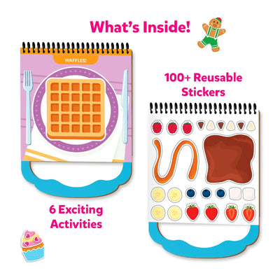 Children’s activity book with waffles and reusable food-themed stickers from Peelies Dessert Chef