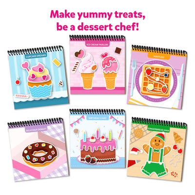 Set of six spiral-bound Dessert Chef activity books for paper dessert crafts for kids