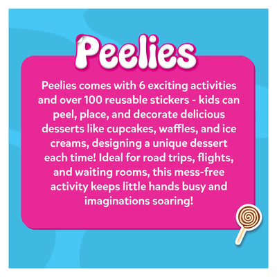 Reusable dessert decorating stickers from Peelies Dessert Chef activity book for kids ages 3-7