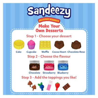 Sandeezy: Delicious Desserts | Sensory Toy & Pretend Play Set (ages 3-7)