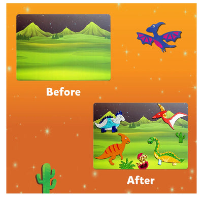 A dinosaur-themed magnetic play set.