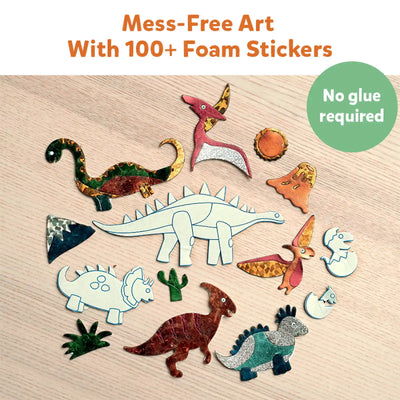 Colorful foam dinosaur stickers for mess-free art from Artsy Animal Pack for ages 4-9