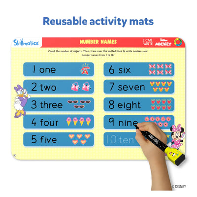 Children’s educational Disney Write & Wipe Combo mat for learning numbers 1-10
