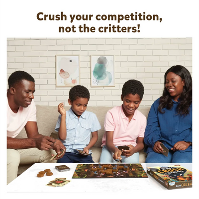 Family playing Don’t Crush The Critters board game together for fun and bonding