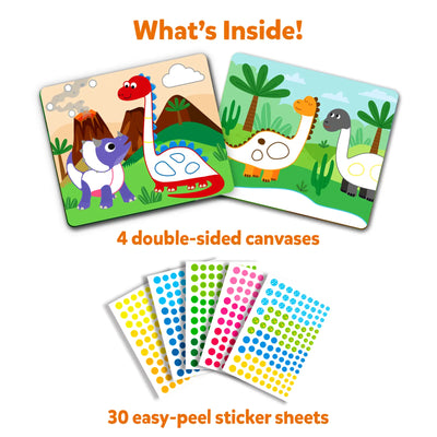 Children’s Dinosaur-Themed Sticker Art Kit with Canvases and Sticker Sheets for Ages 3-7